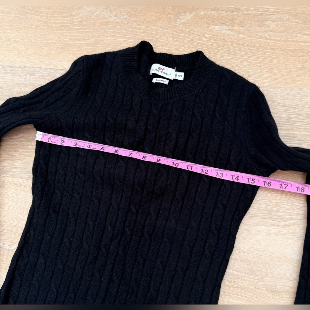 Vineyard Vines 100% Cashmere Cable Knit Sweater Black Pullover Women’s XXS-XS-S - Picture 5 of 12